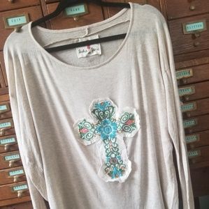 Boho Jane embroidered cross tee